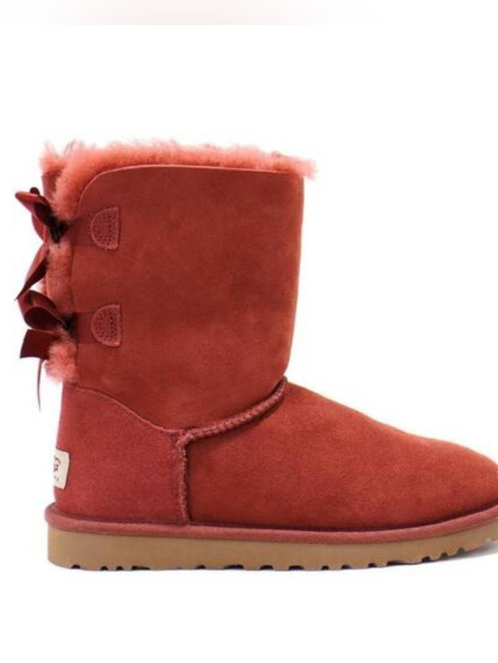 UGG Bailey Bow Red Suede Double Bow Cozy Winter Boots Women’s Size 10